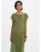 Olivgrünes Oversize-Baumwollkleid Leone