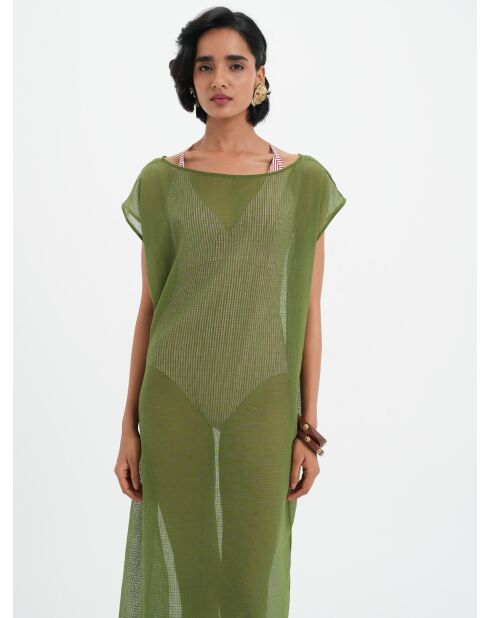 Olivgrünes Oversize-Baumwollkleid Leone