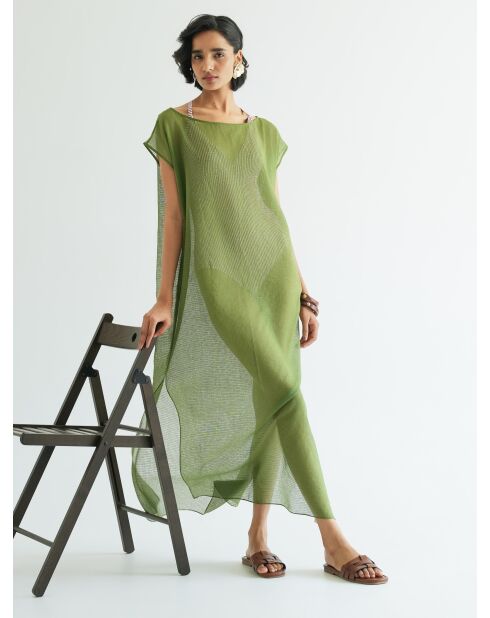 Olivgrünes Oversize-Baumwollkleid Leone