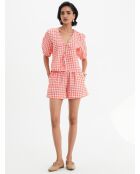 Ensemble en coton Luna vichy corail