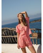 Ensemble en coton Luna vichy corail