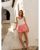 Jupe  en coton Sasha vichy corail