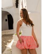 Jupe  en coton Sasha vichy corail