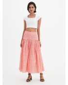 Korallenroter Baumwollrock Yvette Gingham