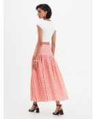 Korallenroter Baumwollrock Yvette Gingham