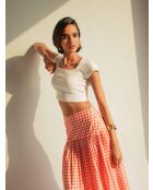 Korallenroter Baumwollrock Yvette Gingham