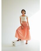 Korallenroter Baumwollrock Yvette Gingham