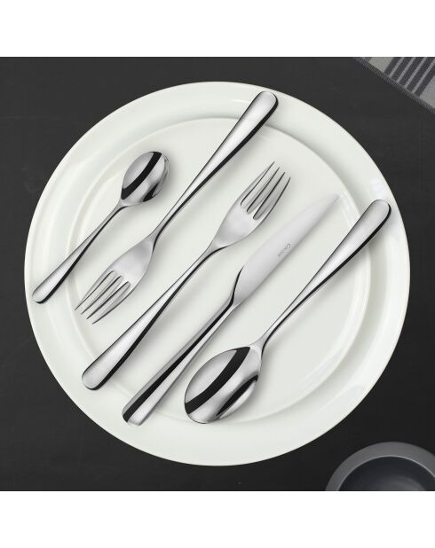 Set de 6 fourchettes gateau Alpha argentée - 20.4 x16.8 x15.5 cm