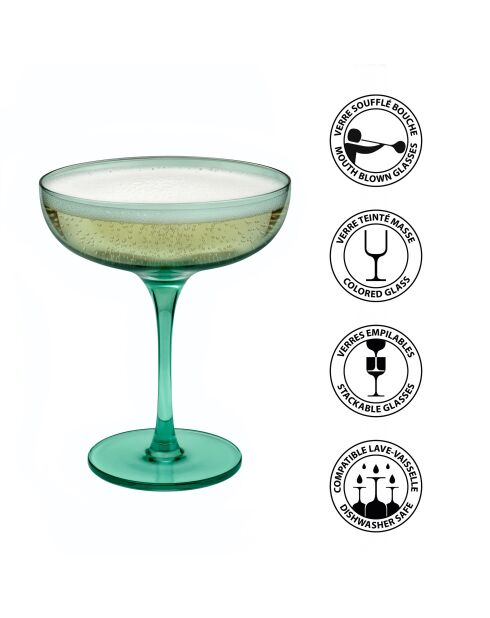 Lot de 4 coupes à champagne Eyden vert - 17cl