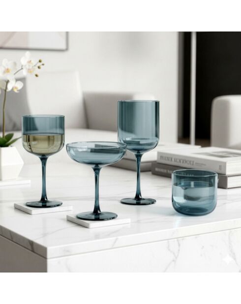 Set di 4 bicchieri blu con stelo Eyden - 35cl