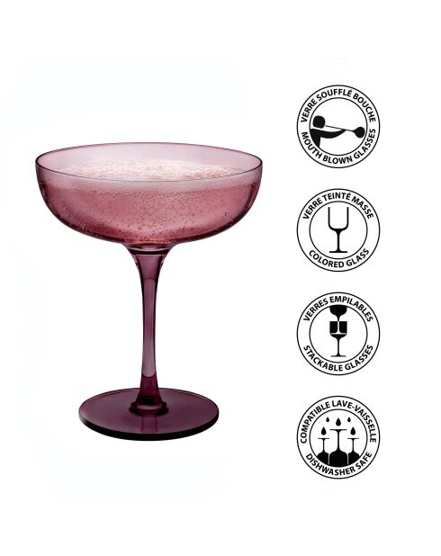 Set van 4 roze Eyden champagneglazen - 17 cl