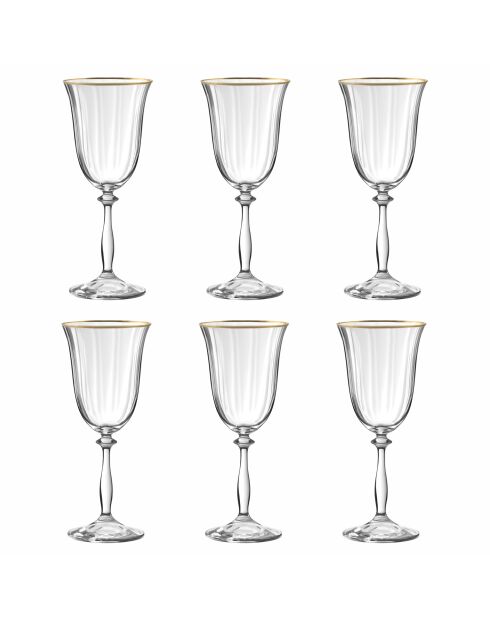 Lot de 6 verres à pied Altesse transparent/doré - 35cl