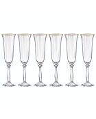 Set van 6 Altesse transparante/gouden champagneglazen - 19cl