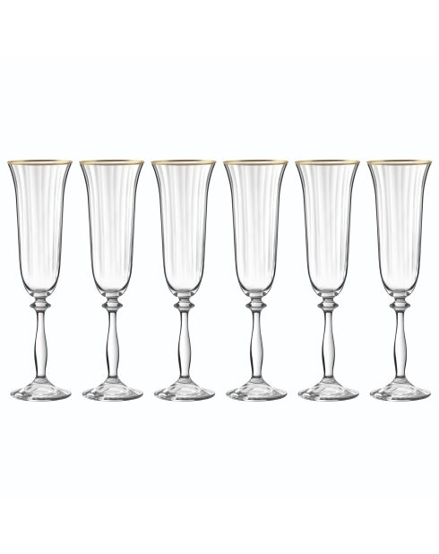 Set van 6 Altesse transparante/gouden champagneglazen - 19cl