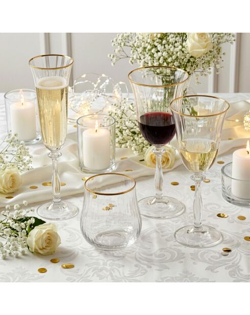 Set van 6 Altesse transparante/gouden champagneglazen - 19cl