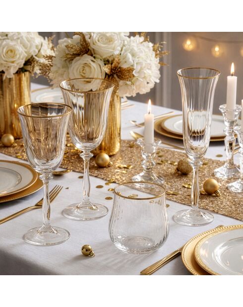 Set van 6 Altesse transparante/gouden champagneglazen - 19cl