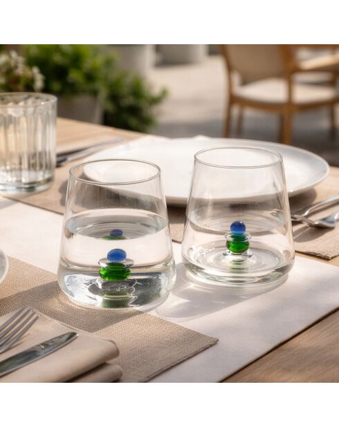 Lot de 4 gobelets assortis Cairn bleu/vert - 43cl