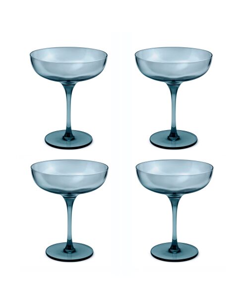 set van 4 blauwe Eyden champagneglazen - 17cl