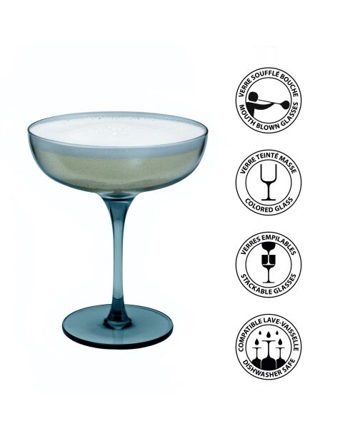 set van 4 blauwe Eyden champagneglazen - 17cl