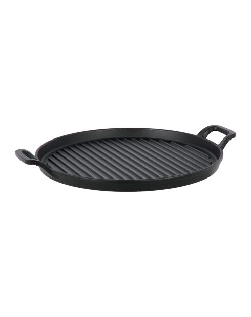Gril rond en fonte d'acier émaillée noire - D. 30 cm