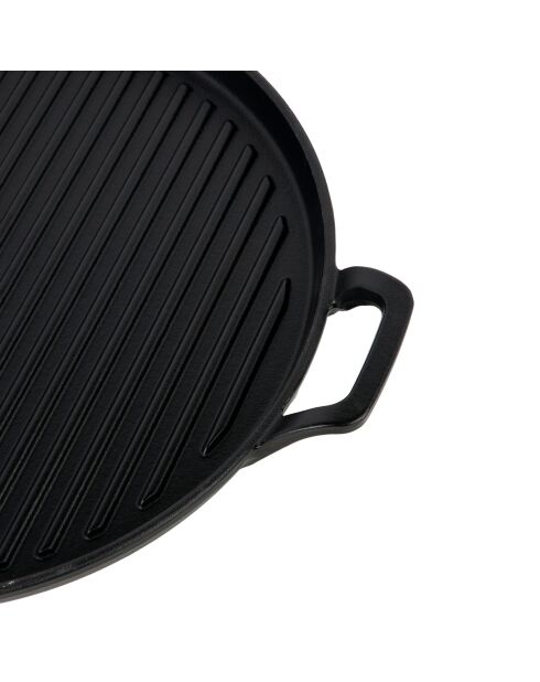 Gril rond en fonte d'acier émaillée noire - D. 30 cm