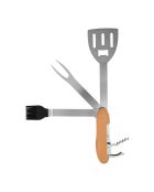 5-in-1 roestvrijstalen barbecuegereedschap lichtbruin/zwart/grijs - 29x9x2,5 cm