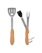 5-in-1 roestvrijstalen barbecuegereedschap lichtbruin/zwart/grijs - 29x9x2,5 cm