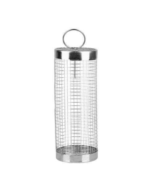 Panier de barbecue roulant en inoxargenté - D. 8 cm
