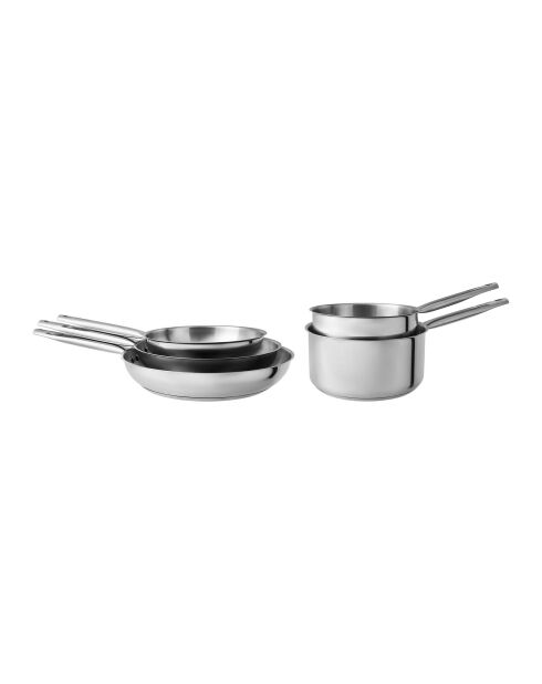 Batterie de cuisine en inoxargentée - 5 pièces
