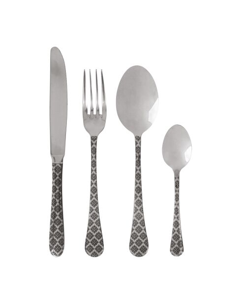 Set posate Louisa in acciaio inossidabile argentato - 16 pezzi