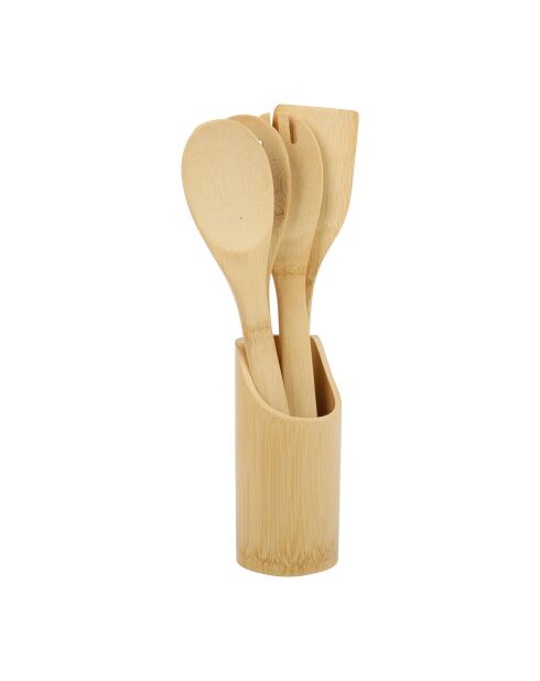 Lichtbeige gebruiksset van bamboe - 5 stuks