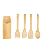 Lichtbeige gebruiksset van bamboe - 5 stuks