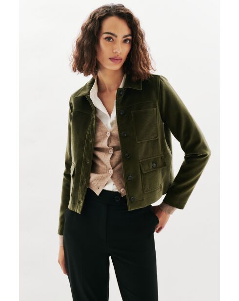 Minata khakigrüne Baumwolljacke