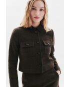 Giacca Valmont in lana con plaid color cioccolato