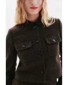 Giacca Valmont in lana con plaid color cioccolato