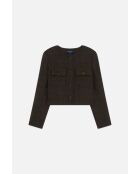 Giacca Valmont in lana con plaid color cioccolato