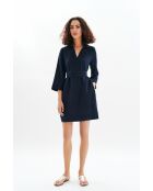 Robe en lin mélangé Vanina bleu marine