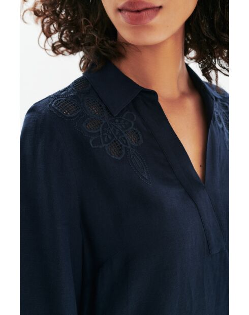 Robe en lin mélangé Vanina bleu marine