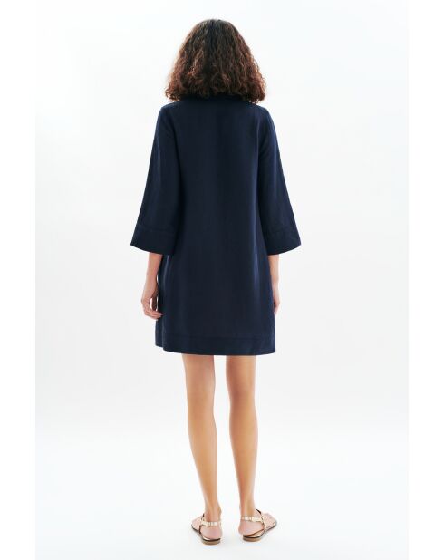 Robe en lin mélangé Vanina bleu marine