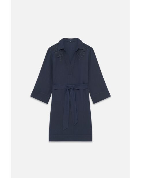 Robe en lin mélangé Vanina bleu marine