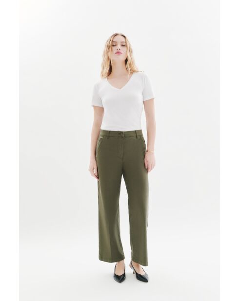 Pantalon en coton Paolo vert kaki