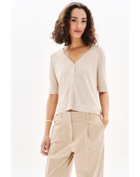 Pull en lin mélangé Milly sable