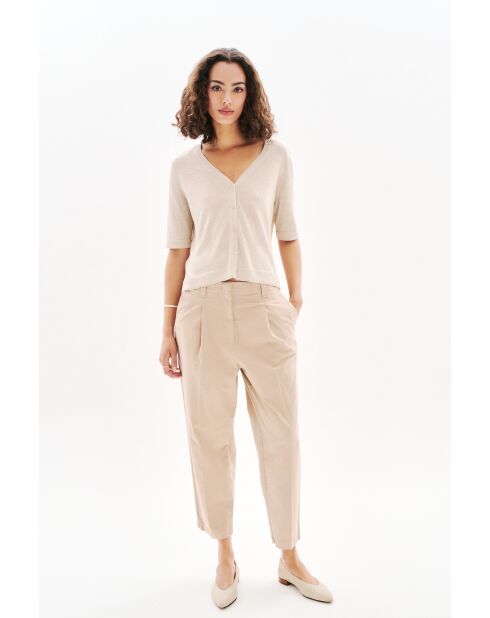 Pull en lin mélangé Milly sable