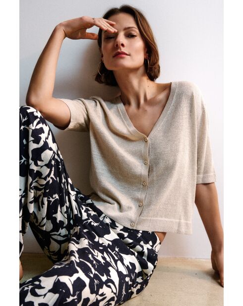 Pull en lin mélangé Milly sable