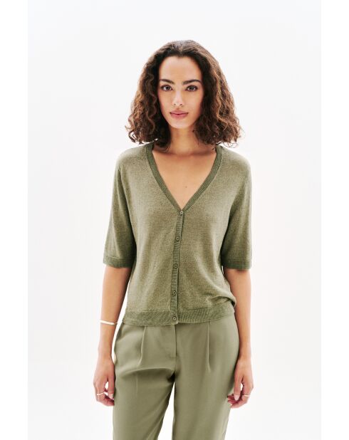 Pull en lin mélangé Milly vert kaki