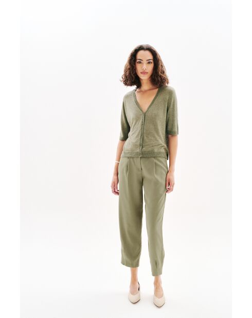 Pull en lin mélangé Milly vert kaki
