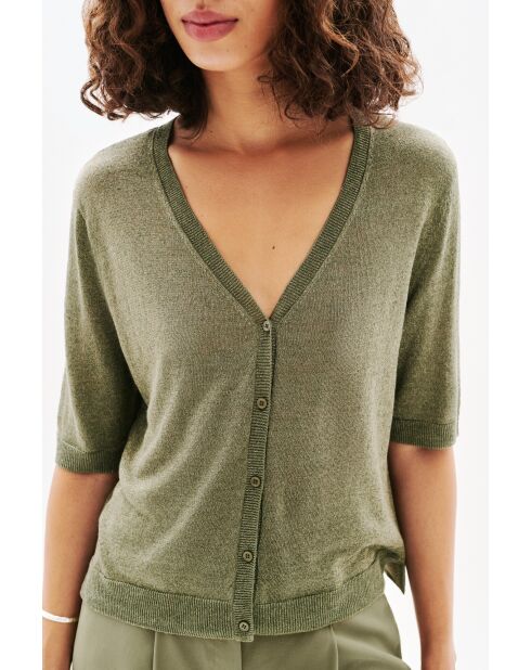 Pull en lin mélangé Milly vert kaki