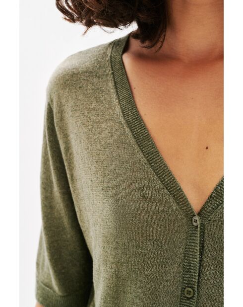 Pull en lin mélangé Milly vert kaki