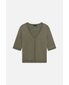 Pull en lin mélangé Milly vert kaki