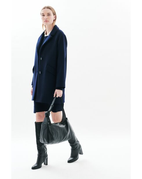 Manteau en laine Brillant bleu marine